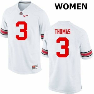 Women's Ohio State Buckeyes #3 Michael Thomas White Nike NCAA College Football Jersey June GGG5844ER